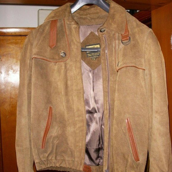 Leather Bug Brown Suede Leather Jacket Size 11/12 - Picture 1 of 6
